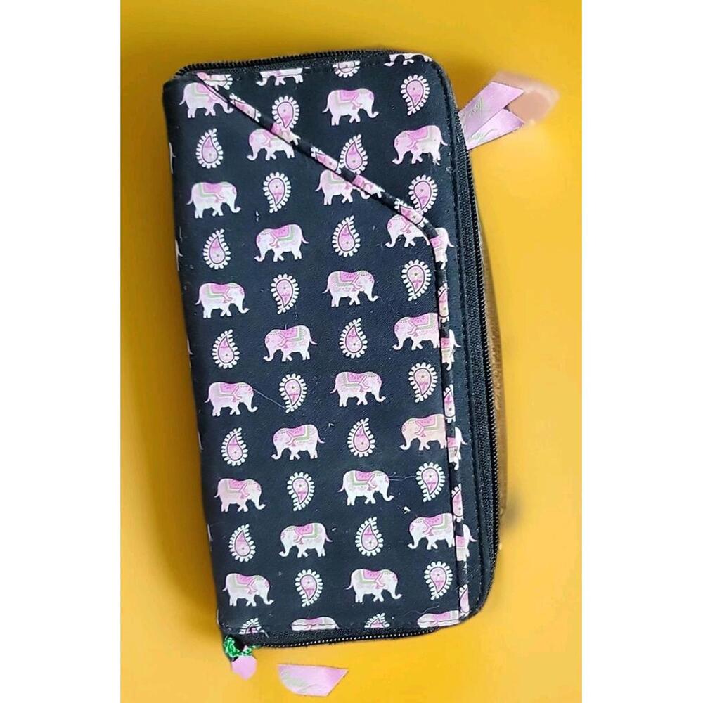 Vera Bradley PINK ELEPHANTS Zip AROUND Wallet CLUTCH Wristlet PURSE Tote NWT - Picture 1 of 6